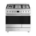 A2/C92GPX2 Refurbished Smeg 90cm Dual Fuel Range Cooker - Stainless Steel
