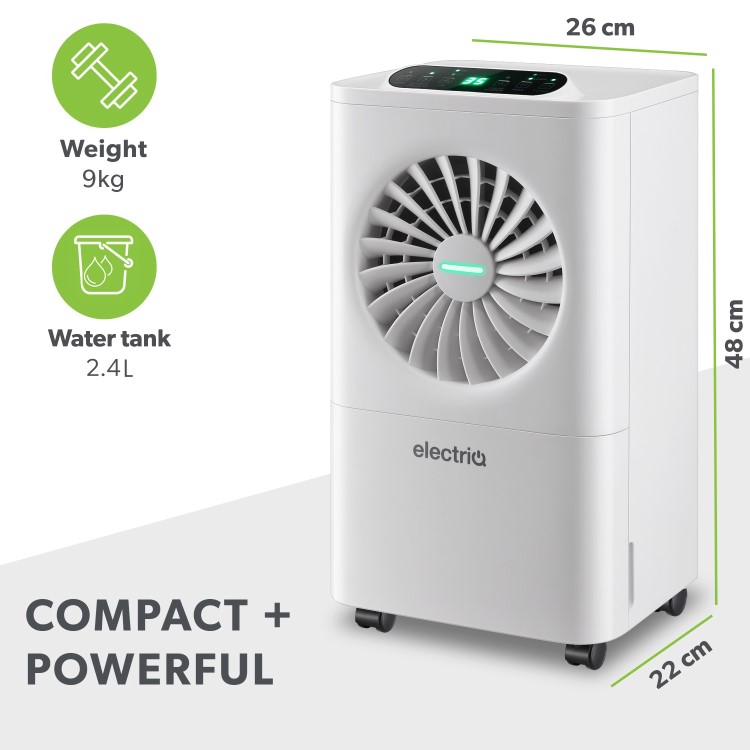 Refurbished electrIQ CD10L Quiet 10L Dehumidifier with Laundry Mode  - A2