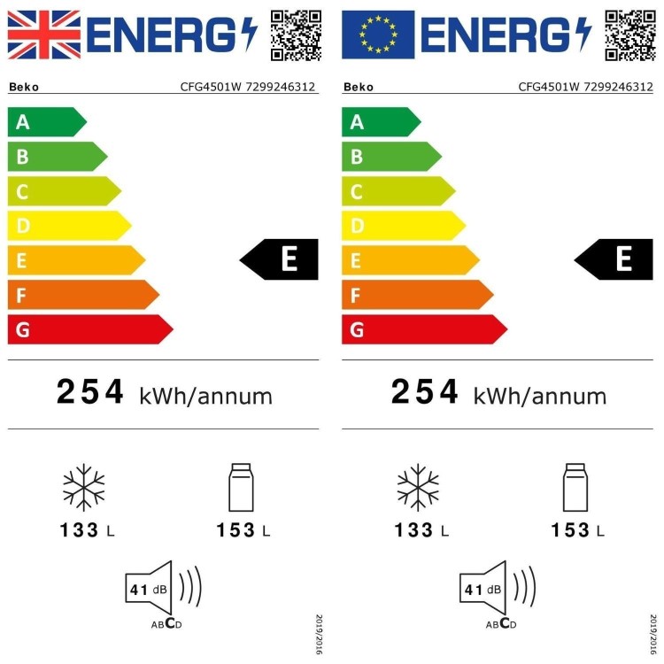 Refurbished Beko CFG4501W Freestanding 286 Litre 40/60 Frost Free Fridge Freezer White