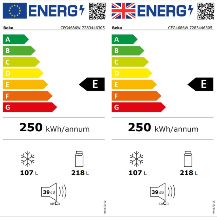 Beko 325 Litre 60/40 Freestanding Fridge Freezer - White
