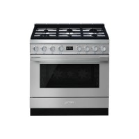 Refurbished Smeg CPF9GPX 90cm Portofino Pyrolytic Dual Fuel Range Cooker - Stainless Steel