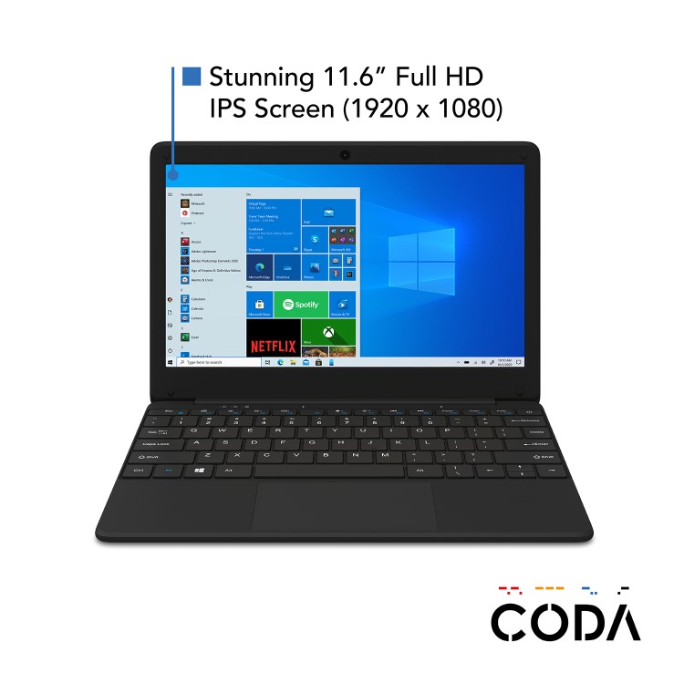 CODA 1.1 Intel Celeron N3350 4GB 64GB eMMC 11.6 Inch FHD Windows 10 S Laptop Includes 1 Year Office 365
