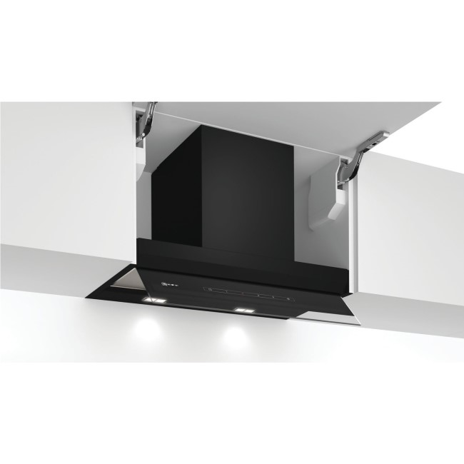 Refurbished Neff N70 D65XAM2S0B 60cm Integrated Cooker Hood with Fold-out Glass Deflector Black