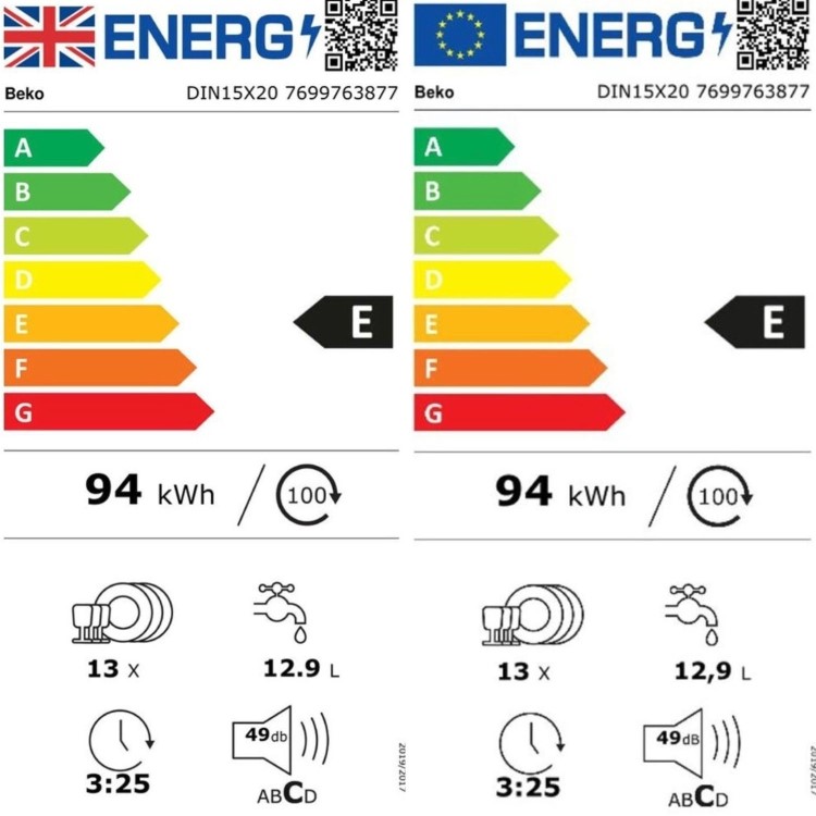 Refurbished Beko DIN15X20 13 Place Fully Integrated Dishwasher