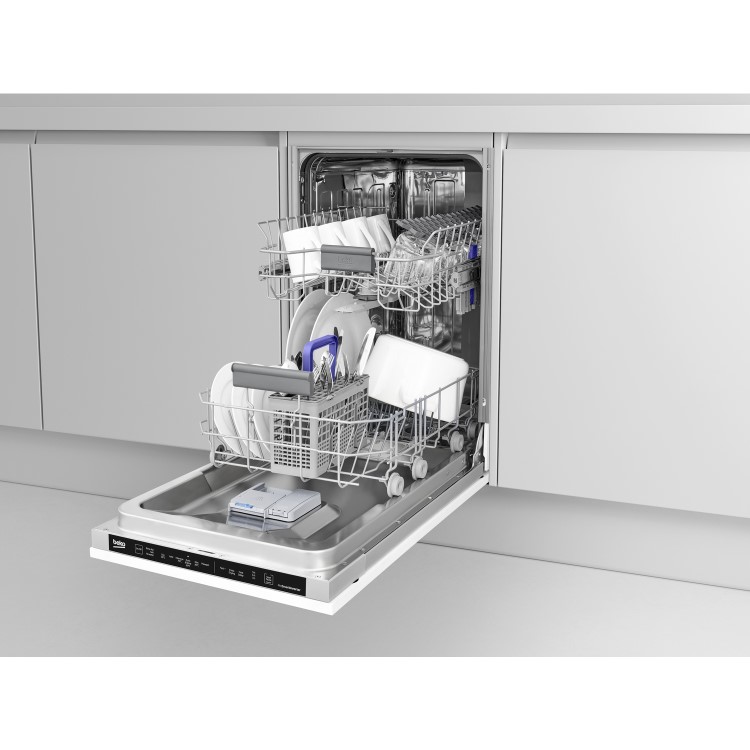 Refurbished Beko 10 Place Settings Slimline with Fast+Function Fully Integrated Dishwasher, E-Rated, Control Panel