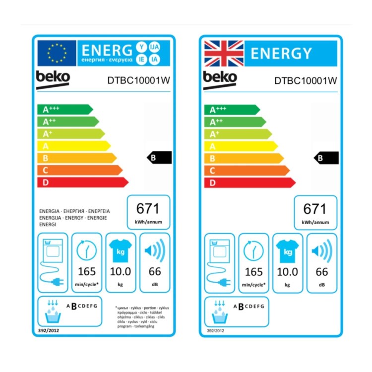 Refurbished Beko DTBC10001W Freestanding Condenser 10KG Tumble Dryer White