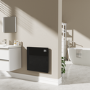 Refurbished - Low Energy 350W Smart Infrared Designer Glass Panel Heater - IP44 Bathroom Safe Wall Mountable or Free Standing 600x600mm - Black