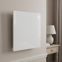 Refurbished Low Energy 350W Smart Infrared Designer Glass Panel Heater - IP44 Bathroom Safe Wall Mountable or Free Standing 600x600mm - White