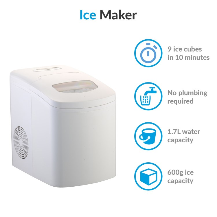 Refurbished electriQ EIQICEMWH Counter Top Ice Maker Machine White