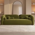 A1/EMA002 ONLY OPENED - Elma Olive Velvet 3 Seater Sofa