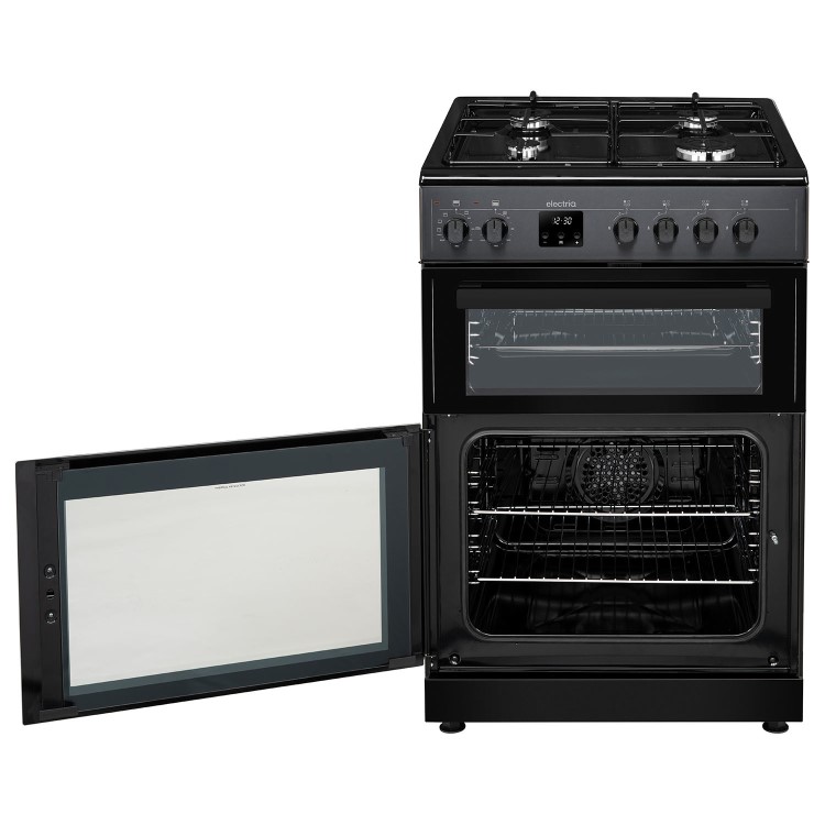electriQ 60cm Dual Fuel Cooker - Charcoal Grey
