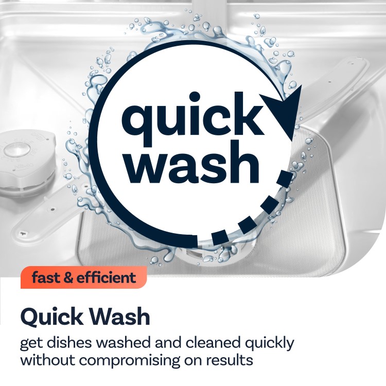 electriQ Integrated Slimline Dishwasher - White control panel - Quick Wash Quiet