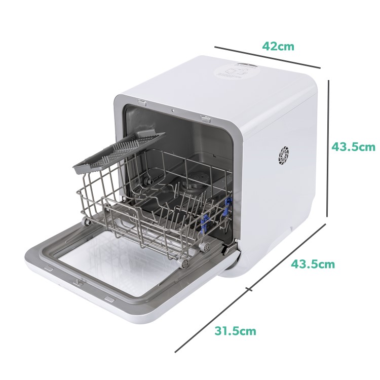 Refurbished electriQ EQDWTTGF 2 Place Mini Table Top Dishwasher White
