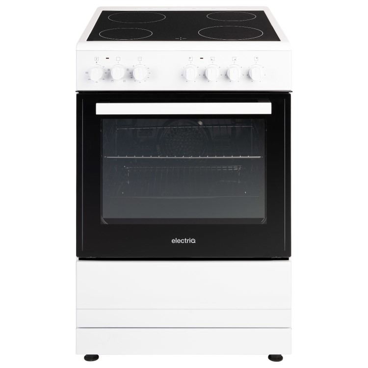 Refurbished electriQ EQEC60W1CERAMIC 60cm Electric Cooker with Ceramic Hob White