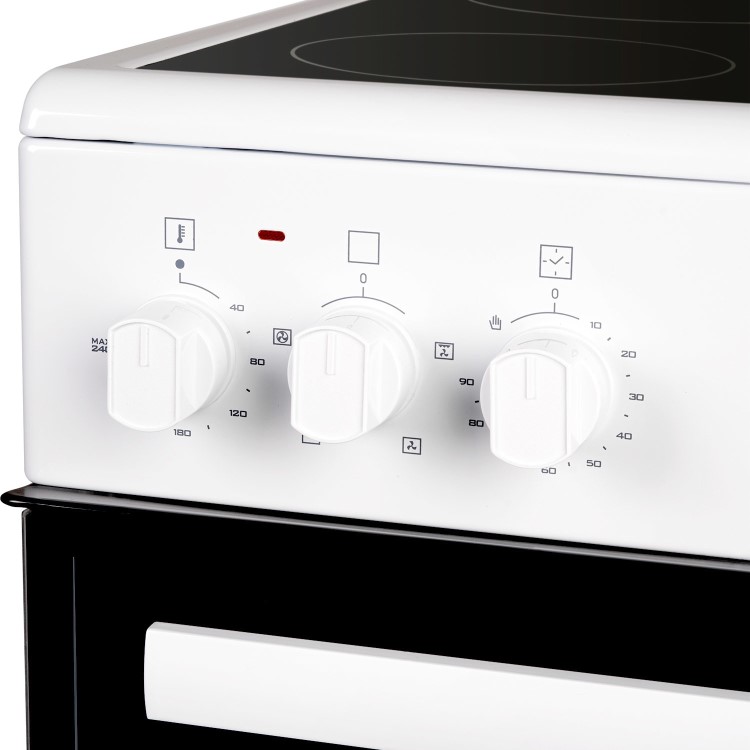 Refurbished electriQ EQEC60W1CERAMIC 60cm Electric Cooker with Ceramic Hob White
