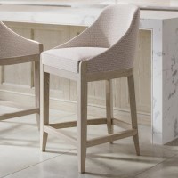 ALMOST PERFECT - Beige Textured Upholstered Kitchen Stool With Back - Etta