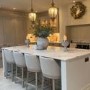 ALMOST PERFECT - Beige Textured Upholstered Kitchen Stool With Back - Etta