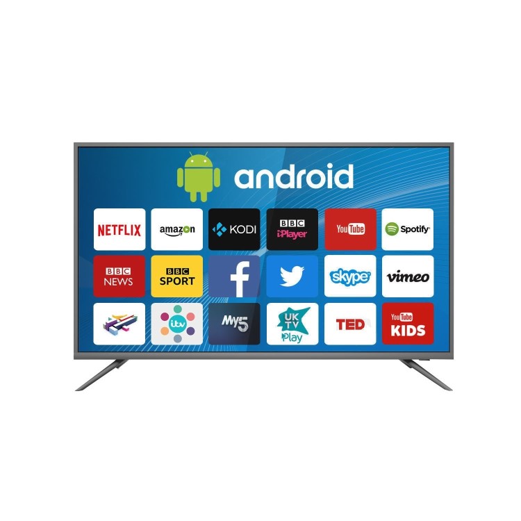 GRADE A1 - electriQ 50" 4K Ultra HD LED Smart TV with Android and Freeview HD - Silver