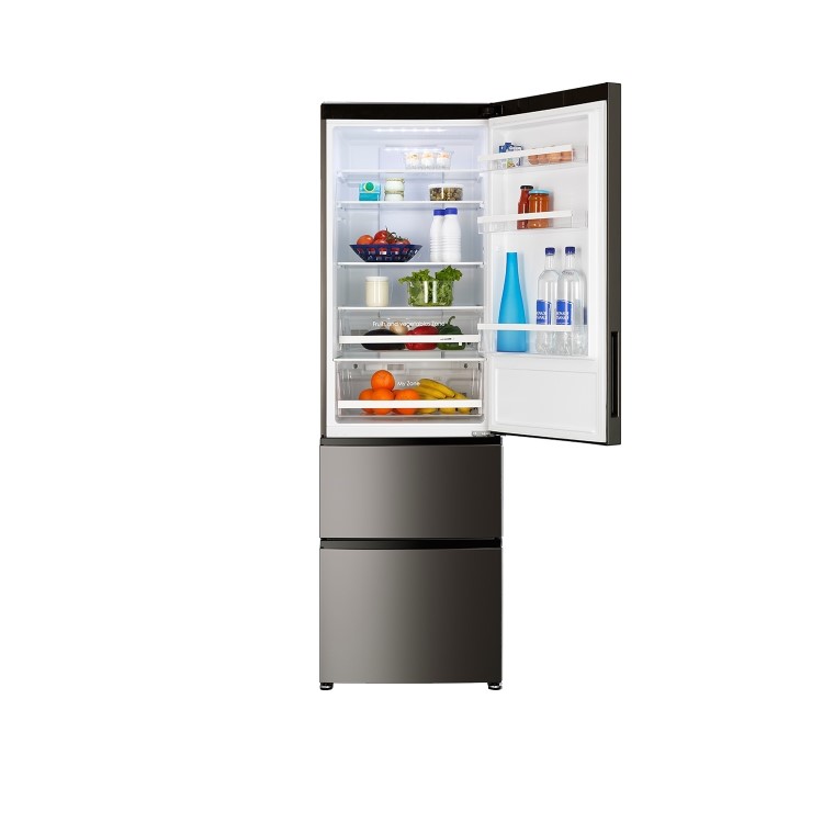Haier A2FE635CFJ Frost Free Stainless Steel Look Freestanding Fridge Freezer