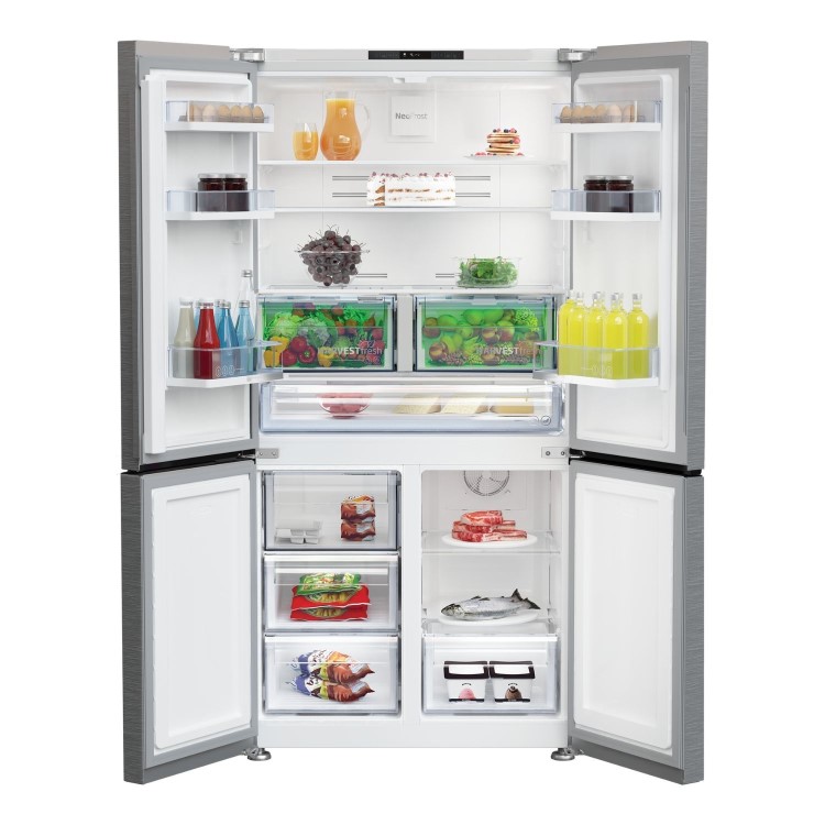 Refurbished Beko GN446224VPS Freestanding 572 Litre 70/30 Frost Free American Fridge Freezer Stainless Steel