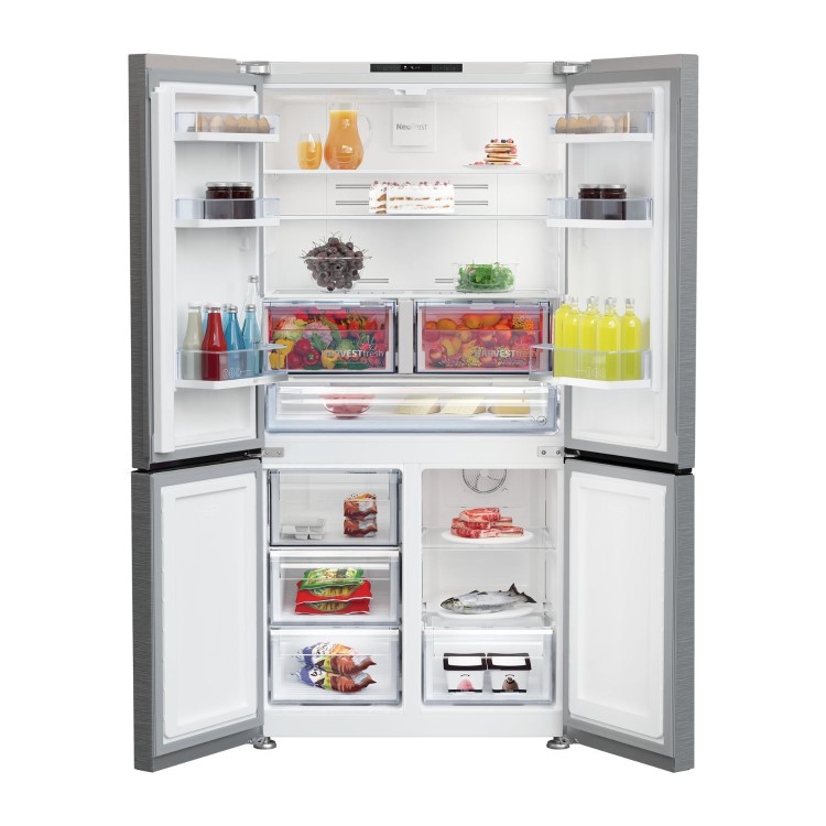 Refurbished Beko GN446224VPS Freestanding 572 Litre 70/30 Frost Free American Fridge Freezer Stainless Steel