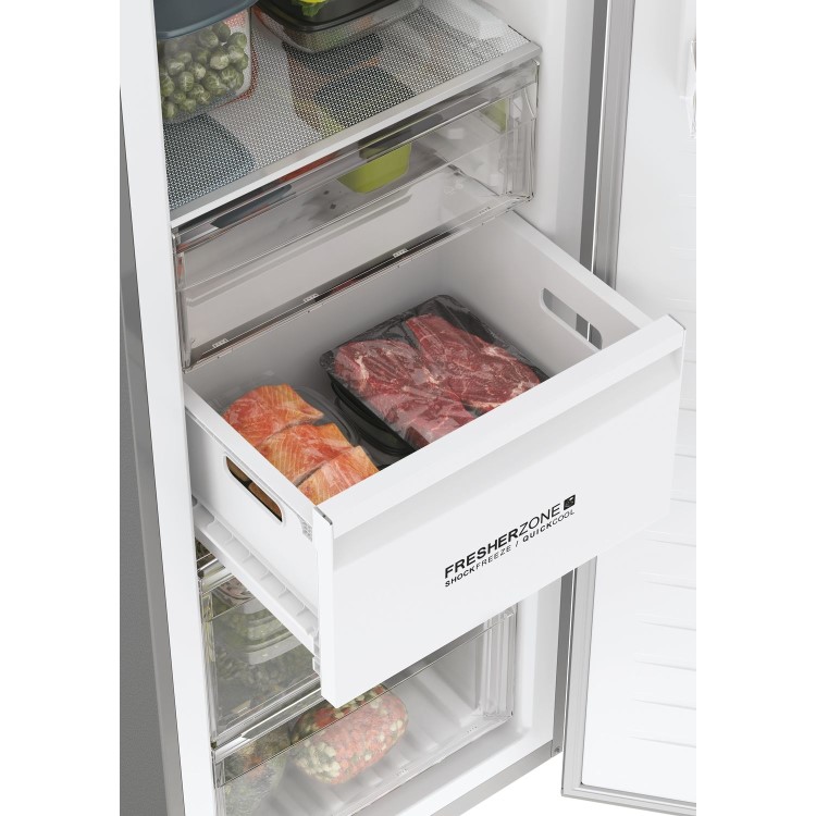 Refurbished Haier Instaswitch H3F330SEH1 Freestanding 330 Litre Upright Freezer Silver