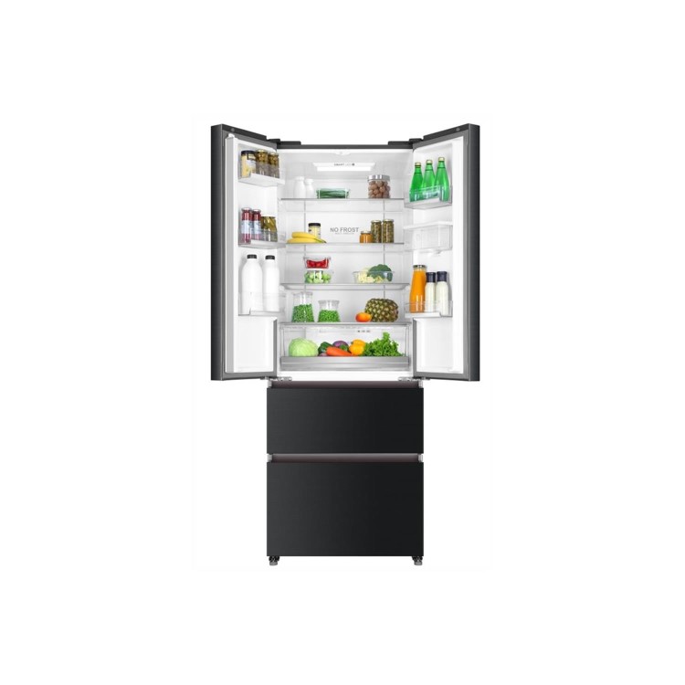 Refurbished Haier HB16WSNAA Freestanding 444 Litre 70/30 Frost Free American Fridge Freezer Black