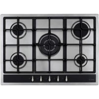 CDA 70cm 5 burner Gas Hob with Wok Burner - Stainless Steel CDA 70cm 5 burner Gas Hob with Wok Burner - Stainless Steel