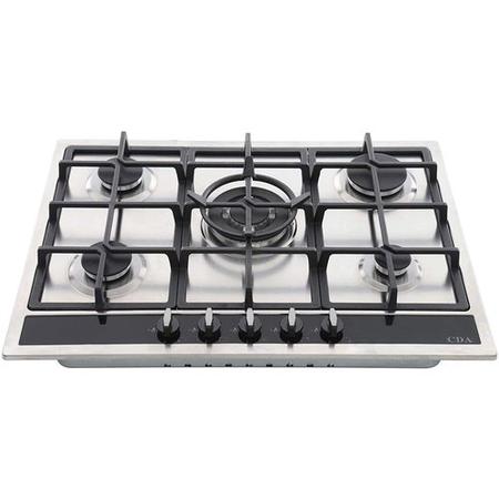 CDA 70cm 5 burner Gas Hob with Wok Burner - Stainless Steel