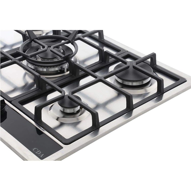 CDA 70cm 5 burner Gas Hob with Wok Burner - Stainless Steel