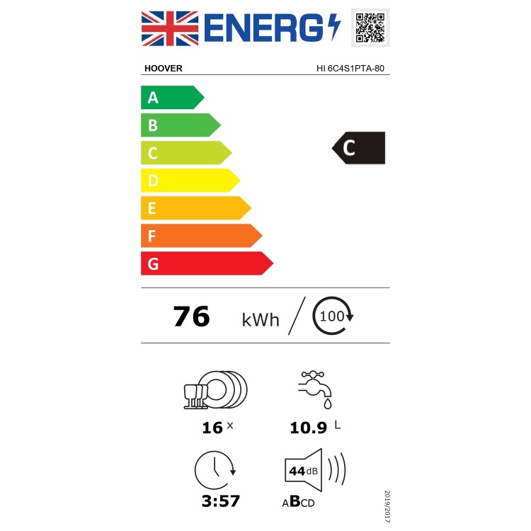 Refurbished Hoover H-Dish 700 HI6C4S1PTA-80 16 Place Settings Fully Integrated Dishwasher