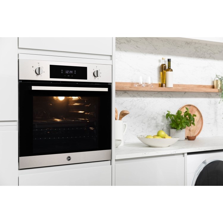 Refurbished Hoover H-OVEN 300 HOC3BF3058IN 60cm Single Built In Electric Oven with Hydrolytic Cleaning Stainless Steel