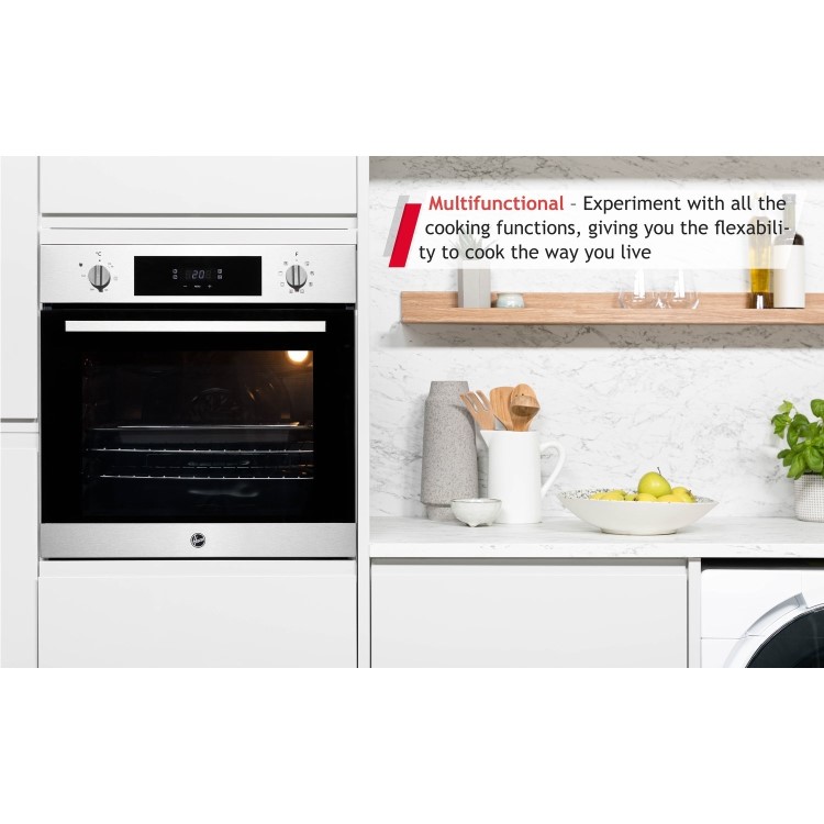 Refurbished Hoover H-OVEN 300 HOC3BF3058IN 60cm Single Built In Electric Oven with Hydrolytic Cleaning Stainless Steel