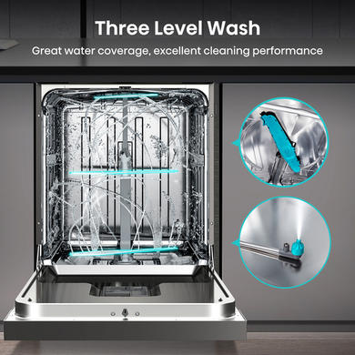 Refurbished Hisense Hygiene HS643D60XUK 16 Place Freestanding Dishwasher Stainless Steel