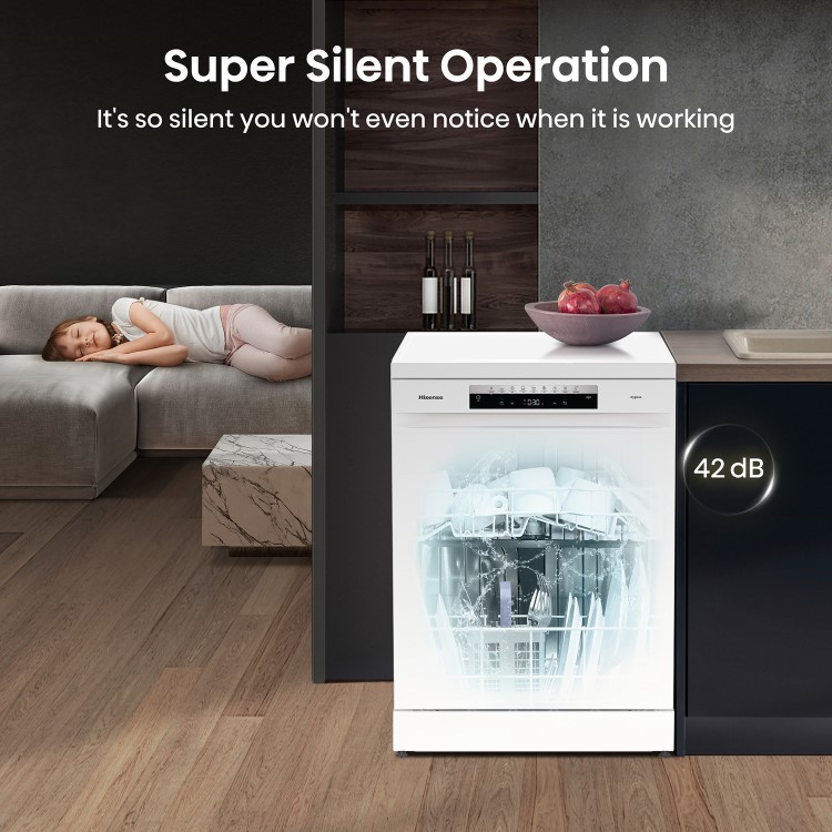 Refurbished Hisense HS673C60WUK 16 Place Freestanding Dishwasher White