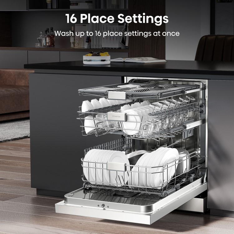Refurbished Hisense HS673C60WUK 16 Place Freestanding Dishwasher White