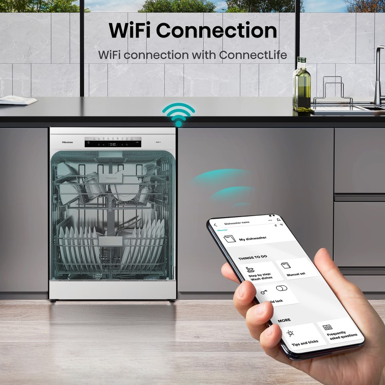Refurbished Hisense HS673C60WUK 16 Place Freestanding Dishwasher White
