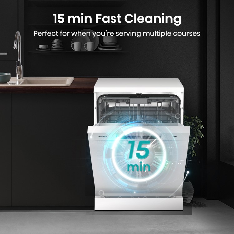 Refurbished Hisense HS673C60WUK 16 Place Freestanding Dishwasher White