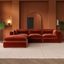 A2/HSN004 ALMOST PERFECT - Large Burnt Orange Velvet Reversible 4-Seater Chaise Corner Sofa - Hudson