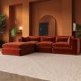 Large Burnt Orange Velvet Reversible 4-Seater Chaise Corner Sofa - Hudson