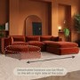 Large Burnt Orange Velvet Reversible 4-Seater Chaise Corner Sofa - Hudson