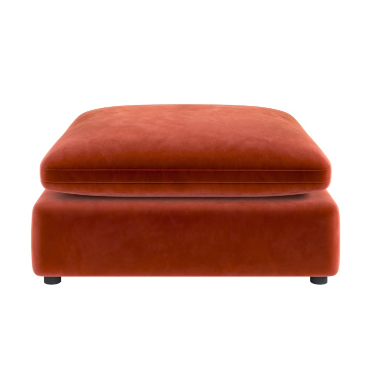 Burnt Orange Velvet Footstool - Hudson