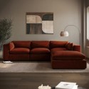 A2/HSN018 ALMOST PERFECT - Large Burnt Orange Velvet 5 Seater Modular Corner Sofa - Hudson