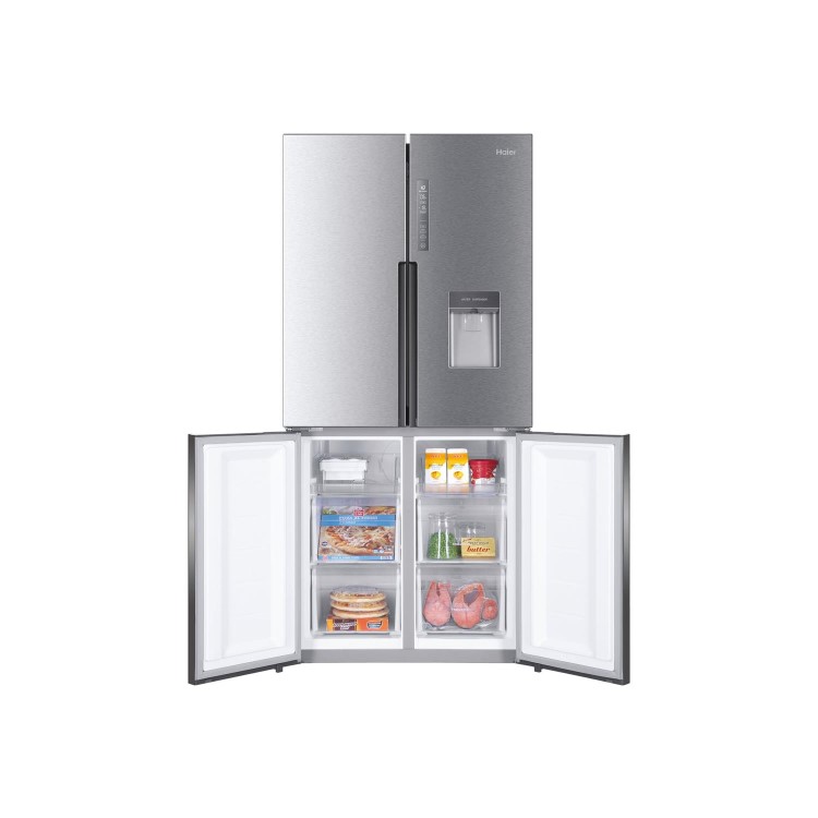 Refurbished Haier HTF-456WM6 Freestanding 444 Litre 60/40 Frost Free American Fridge Freezer Silver