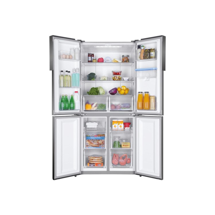 Refurbished Haier HTF-456WM6 Freestanding 444 Litre 60/40 Frost Free American Fridge Freezer Silver