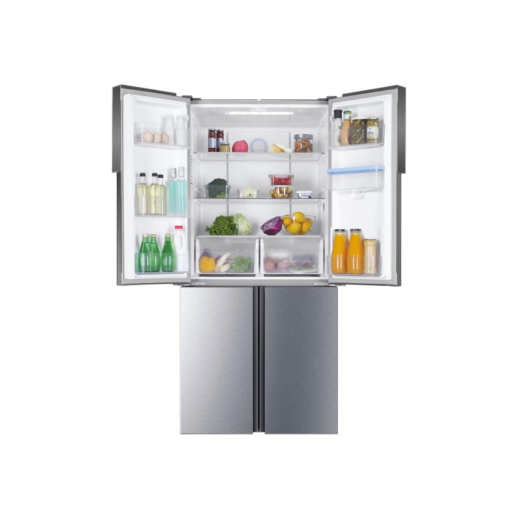 Refurbished Haier HTF-456WM6 Freestanding 444 Litre 60/40 Frost Free American Fridge Freezer Silver