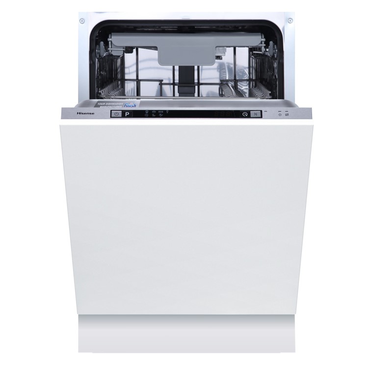 Hisense Hi4 Integrated Slimline Dishwasher - Top Spray Arm - Silver control panel