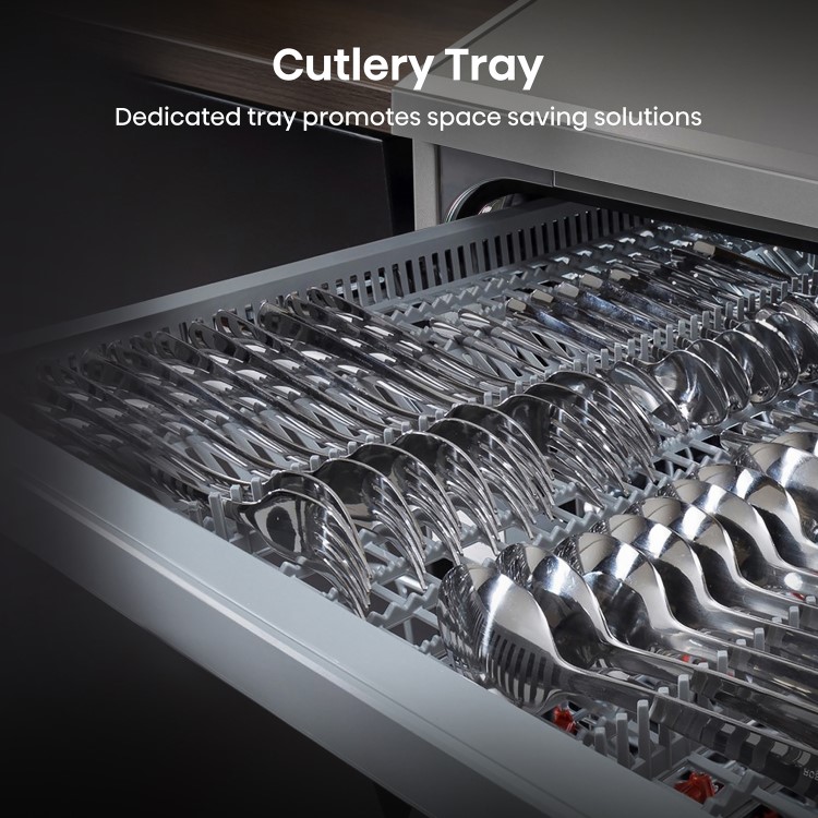 Hisense Hi4 Integrated Slimline Dishwasher - Top Spray Arm - Silver control panel