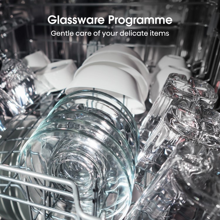 Hisense Hi4 Integrated Slimline Dishwasher - Top Spray Arm - Silver control panel