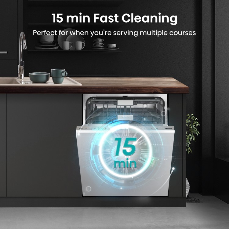 Hisense Hi6 Integrated Dishwasher - Smart Wi-Fi C-Rated Silver control panel
